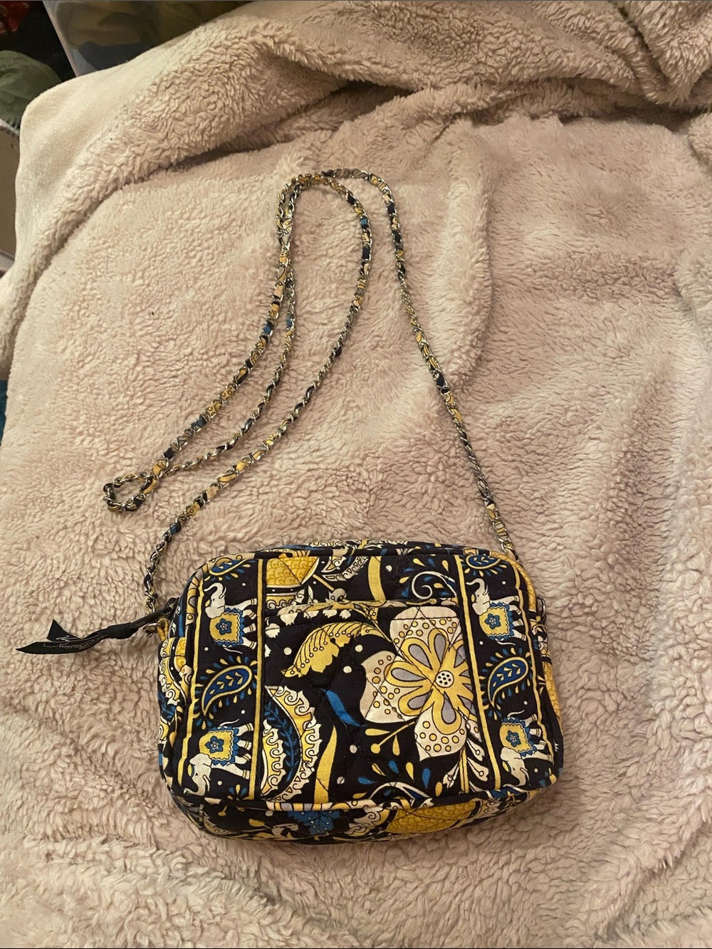 Vera Bradley Navy, Yellow & Blue Quilted Paisley Crossbody